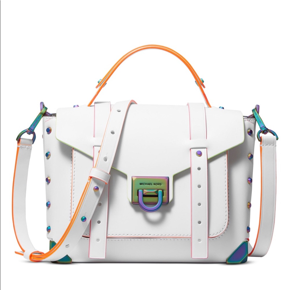 Michael Kors manhattan Medium white/multicolor Satchel/purse/bag